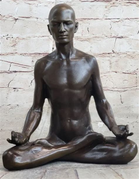 Art Deco Nude Male Yoga Exercise Meditation Hot Cast Bronze Sculpture