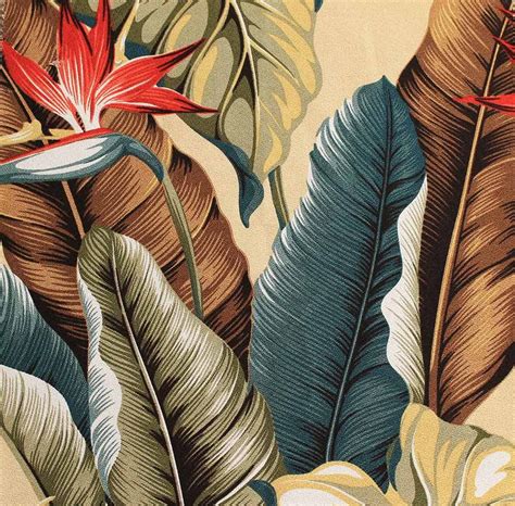 11 Tropical Leaf Print Barkcloth Fabrics In 31 Colorways Retro
