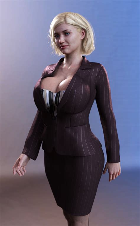 Rule 34 1girls 2019 3d Blonde Hair Business Suit Cleavage Clothed