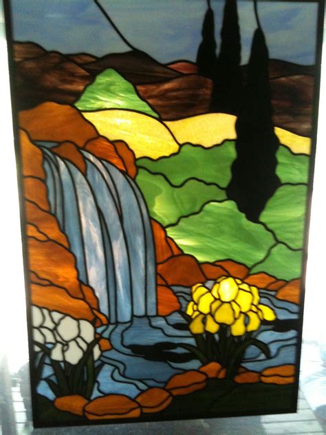 Waterfall Painting Stained Glass Art