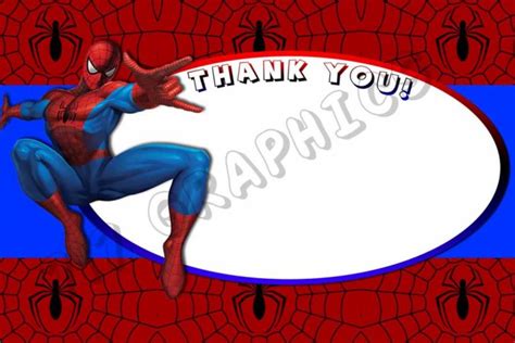 Spiderman 4x6 Thank You Card Printable Boy Birthday Parties
