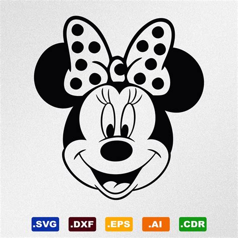 Minnie Mouse Head Svg Dxf Eps Ai Cdr Vector Files For Etsy Uk