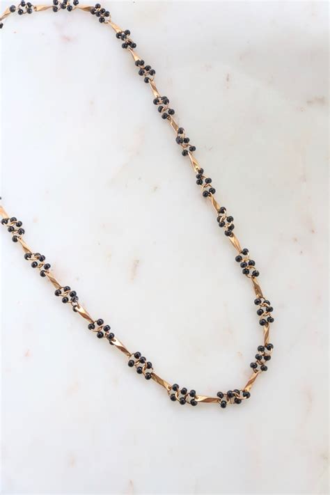 Vintage Black Bead Gold Necklace Black Beads Mangalsutra Design