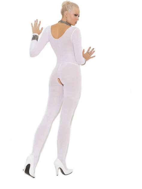 Elegant Moments Em 1606 Opaque Long Sleeve Crotch Bodystocking Also In Plus Size Opaque Nude Q