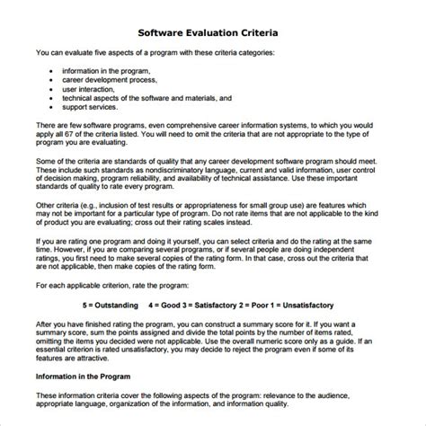 Free 9 Software Evaluation Samples In Pdf Word
