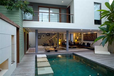 contoh denah rumah minimalis kolam renang inspirasi ide  desain