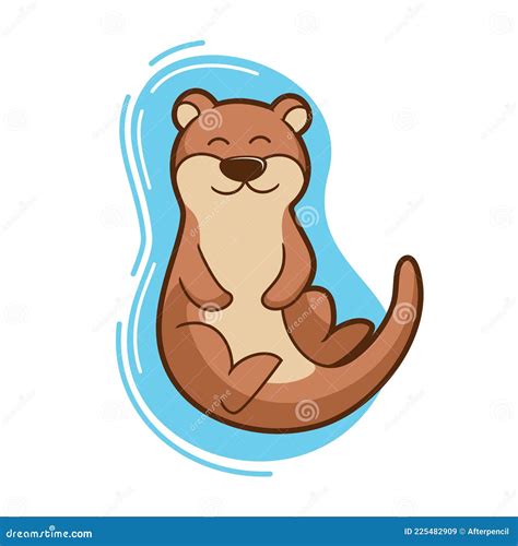 Otter Cartoon Cute Otter Character Vector Illustration Stock Vector