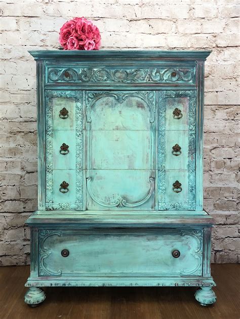 Diy Paints Moroccan Inspired Teal Painted Furniture Patterned