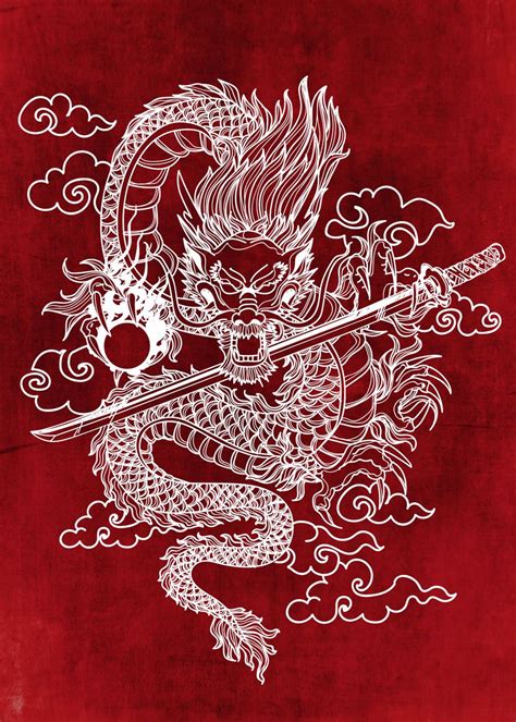 Japanese Dragon Poster By John Marinakis Displate
