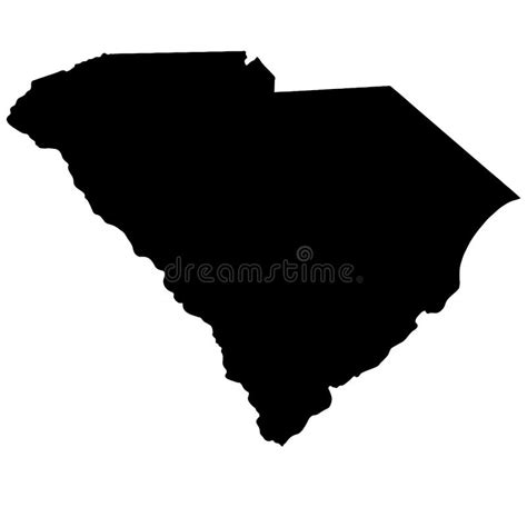 South Carolina State Map Black Silhouette Illustration Stock Vector