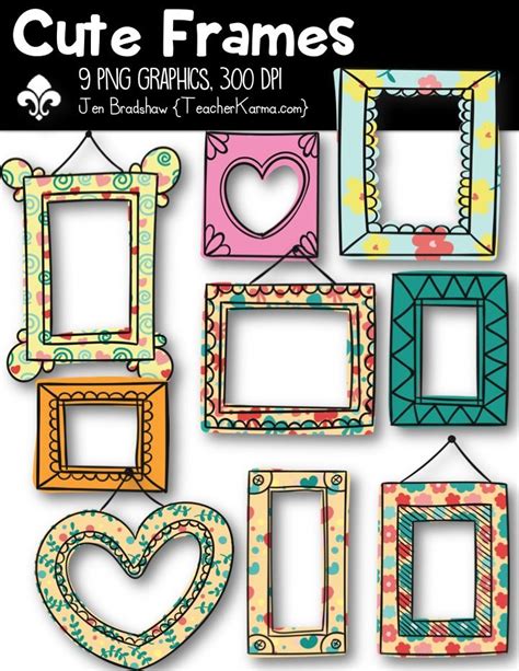 Cute Digital Frames Includes Swirls Flowers Polka Dots And Sold