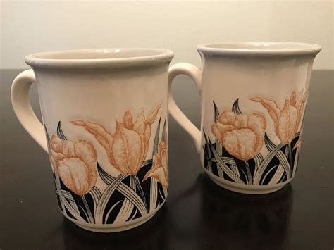 Vintage Biltons Pottery Tulip Ceramic Mugs Made In England Etsy