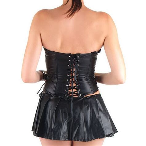 corset sexy en cuir avec fermeture éclair steampunk bustier rivet robe noire lingerie sexy