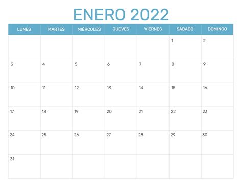 Calendario De Enero Del 2022 2022 Spain