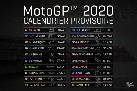 MotoGP  Le calendrier des Grands Prix 2020 est publié avec 20 épreuves