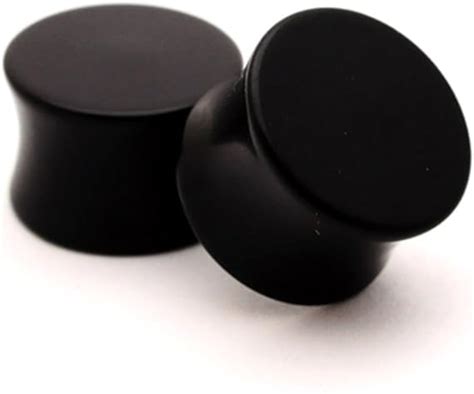 Solid Black Double Flared Plugs Acrylic 1 Pair 1 2 12MM Amazon