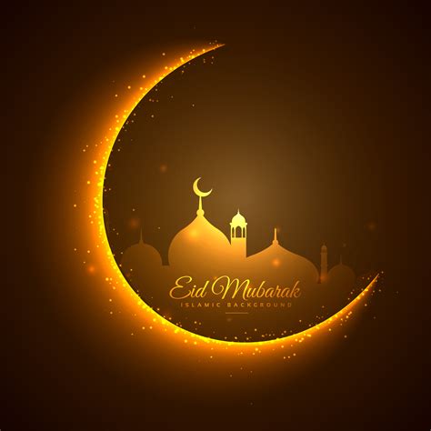 Golden Moon And Mosque Eid Festival Background Download Vetores E