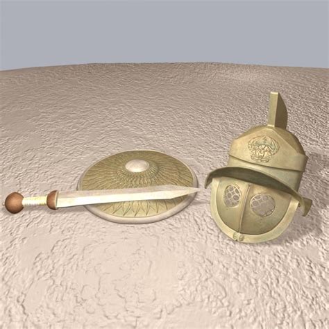 Roman Gladiator Weapons Helmet 3d Model