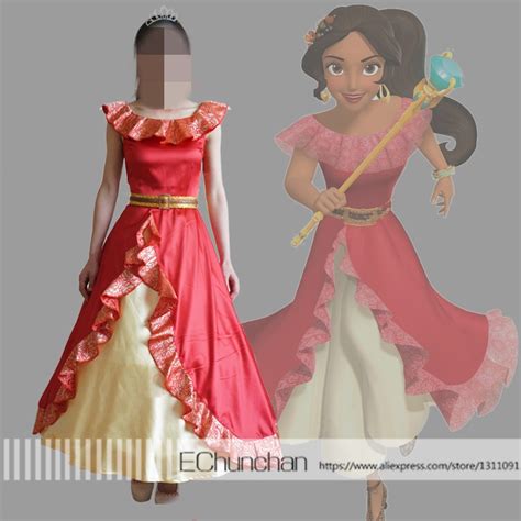 Elena Of Avalor Princess Elena Cosplay Costume Red Dress For Adult