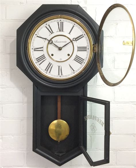 Antique Huge Ansonia Regulator Wall Clock Exibit Collection