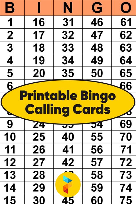 Bingo Calling Cards Free Printable