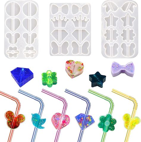 3 Pieces Straw Topper Resin Molds Silicone Straw Topper