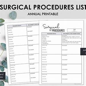 Surgical Procedures Chart List Historical Future Medical Etsy Canada