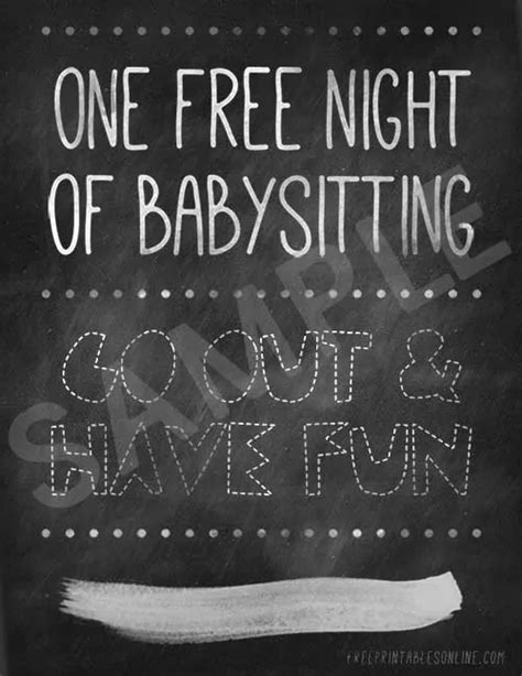 One Free Night Of Babysitting Free Printables Online