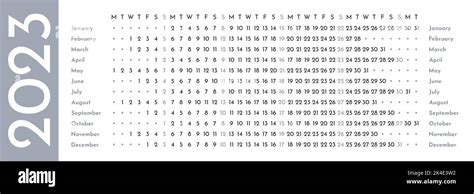 Gris Plantilla De Calendario Lineal Simple Para 2023 Con Semana Que Comienza El Lunes Imagen
