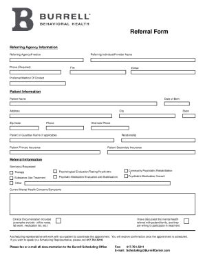 Fillable Online Referring Agency Information Fax Email Print Pdffiller