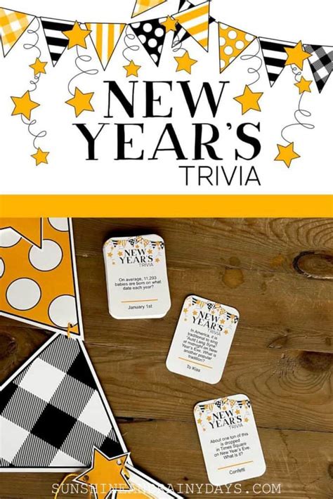 New Years Trivia Questions And Answers Game Cards Sunshine And