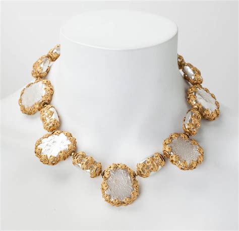 Miriam Haskell Unusual Faux Baroque Pearl Necklace At 1stDibs