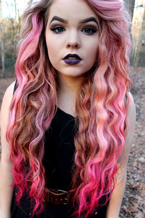 Pink And Brown Contrast Dip Dyed Hair Color Love The Hair But The