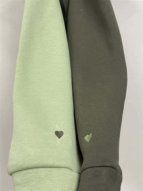 Embroidered Hoodies With Initials Hearts On The Sleeve Custom Date Or