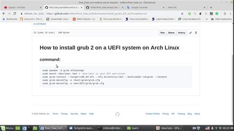 How To Install Grub 2 On A Uefi System On Arch Linux Youtube