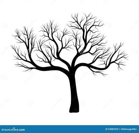 Black Silhouette Bare Tree Vector Illustration