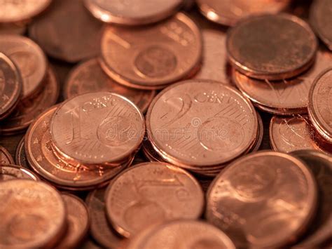 Image Full Of Euro Cents Copper Coin One And Two Cents Coin Will Be Dismissed By Ecb Stock