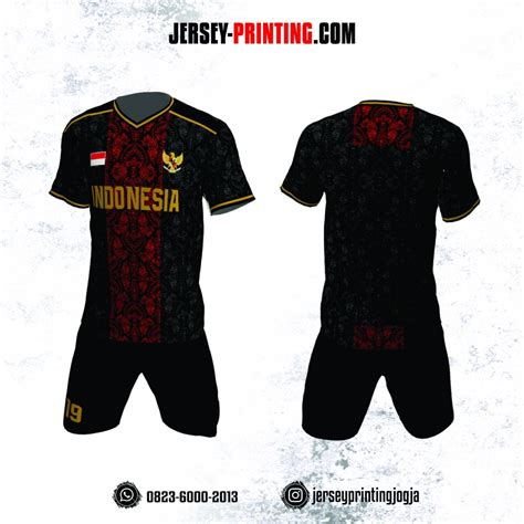 Jersey Futsal Batik Merah Hitam Emas Jersey Printing Bikin Jersey