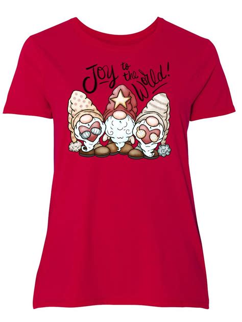 Inktastic Joy To The World Christmas Gnomes Womens Plus Size T Shirt