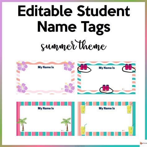Editable Student Name Tags Summer Theme Made By Teachers