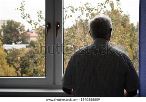Sad Senior Man Stand Alone Stay Stock Photo Edit Now 1540585859