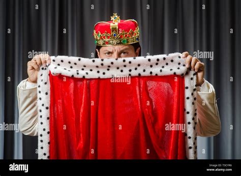 Funny King Wearing Crown In Coronation Concept Stock Photo Alamy