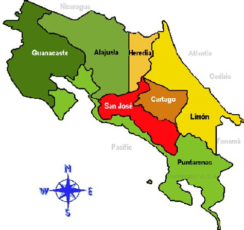 Mapa De Costa Rica Provincias