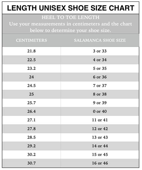 shoe size chart — salamanca custom made tango shoes new york tango shoes women tango shoes