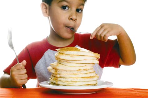 Kid Eating Pancakes 5 Minutes For Mom