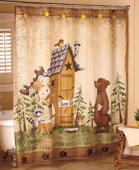 Details About Shower Curtain Lodge Style Bear Moose Rustic Log Cabin