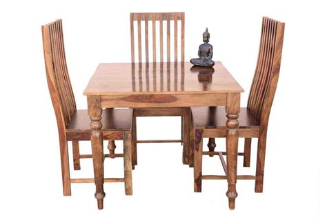 Buy 4 Seater Platinum Square Round Finish Dining Table With Zernal