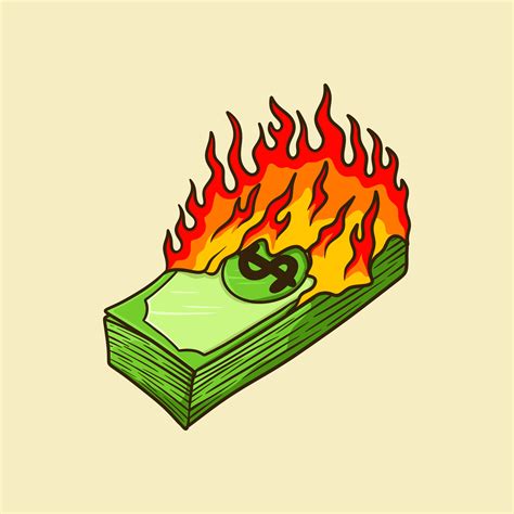 Burning Money Cartoon Vector Illustration 11772975 Vector Art At Vecteezy