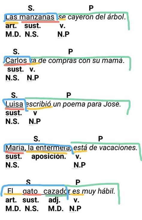 Ejemplos De Oraciones Con Sujeto Verbo Y Predicado Subrayado Nuevo My