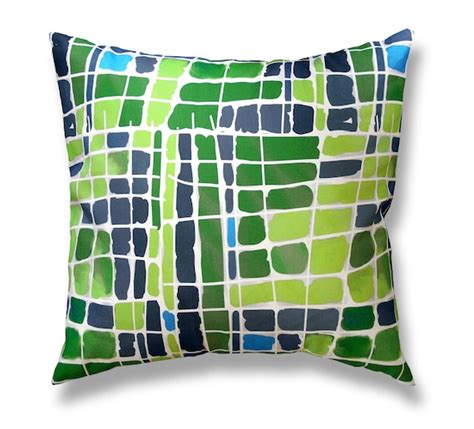 Items Similar To 16 X 16 Green Lime Green And Navy Blue Turquoise